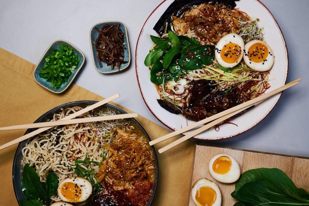 ramen, soup, dinner, noodles, egg, food, asian